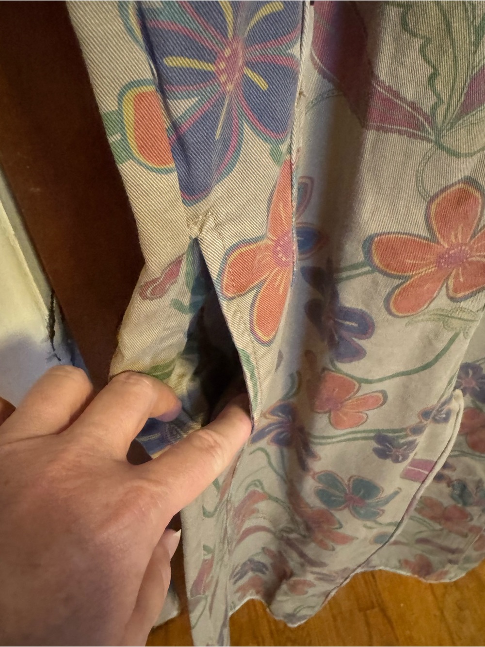 Floral Print Overall in Tan with Multicolor Flowers - Picture 5 of 9